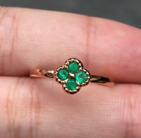 红18K金祖母绿戒指0.151ct/4p