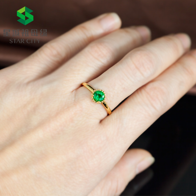 黄18K金祖母绿戒指0.512ct