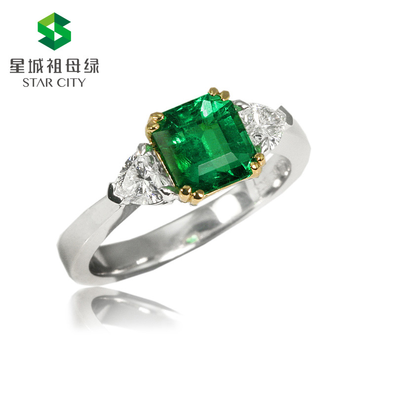 白18K祖母绿钻戒1.296