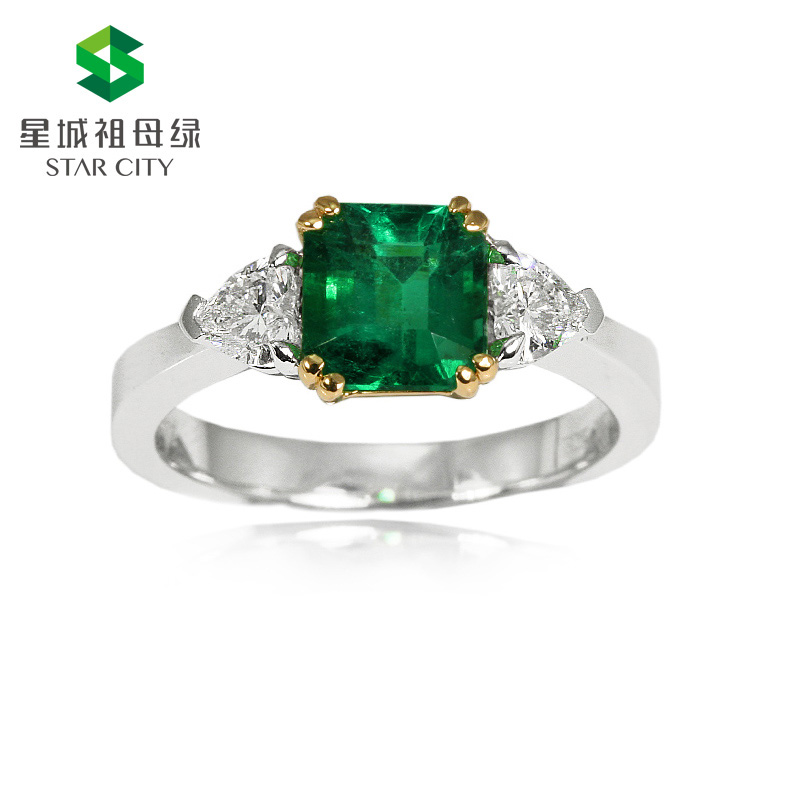 白18K祖母绿钻戒1.296