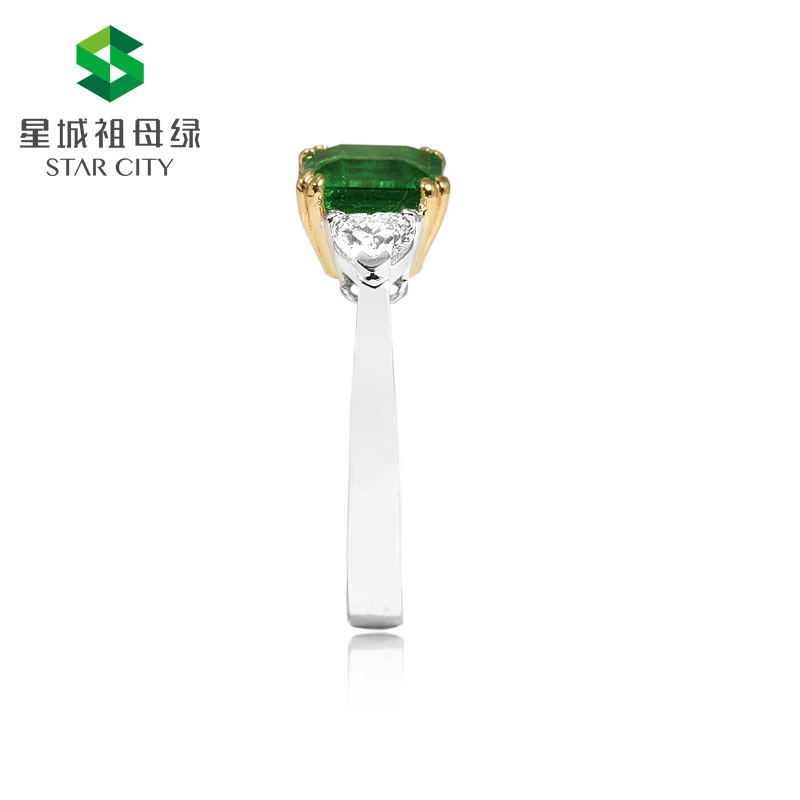 白18K祖母绿钻戒1.296