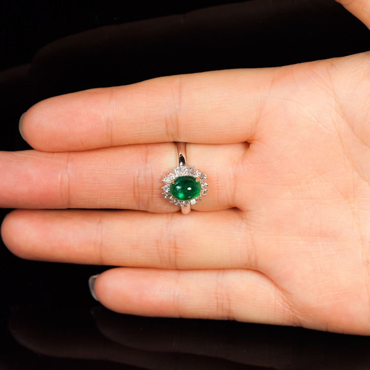 白18K金祖母绿钻戒1.66ct