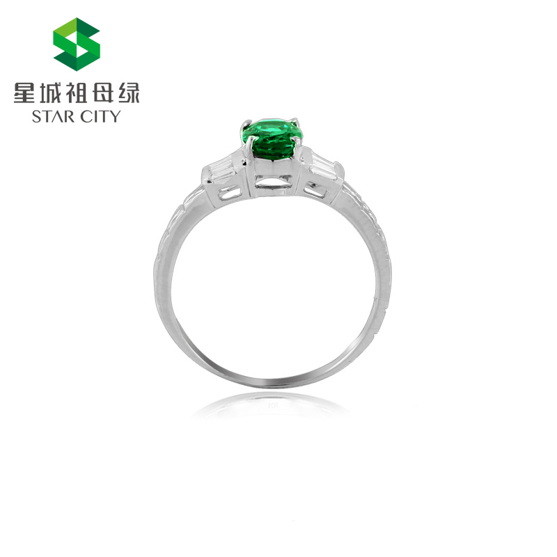 白18K祖母绿钻戒0.683ct