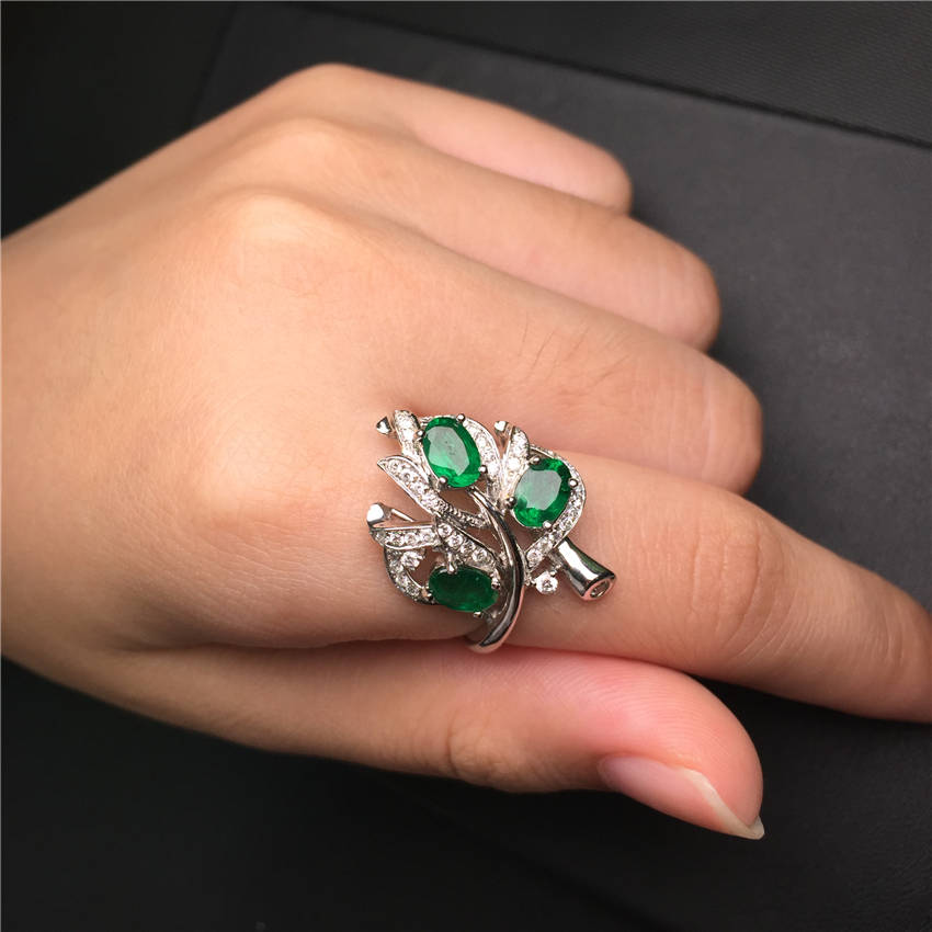 白18K祖母绿钻戒1.28ct