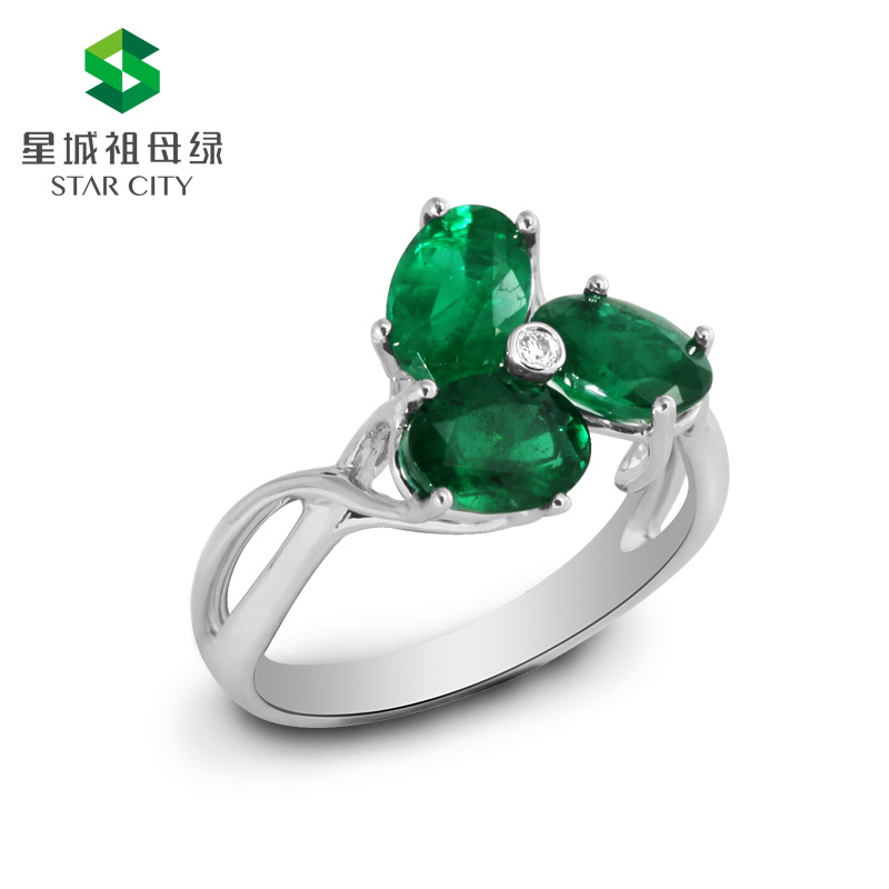 白18K祖母绿钻戒2.449ct