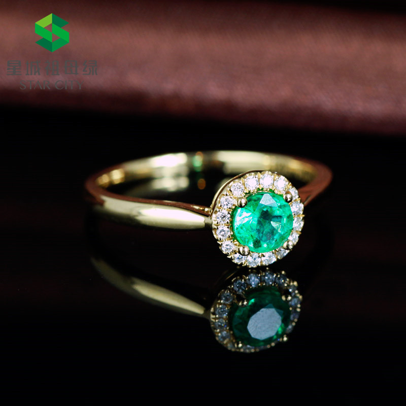 黄18K金祖母绿戒指0.569ct