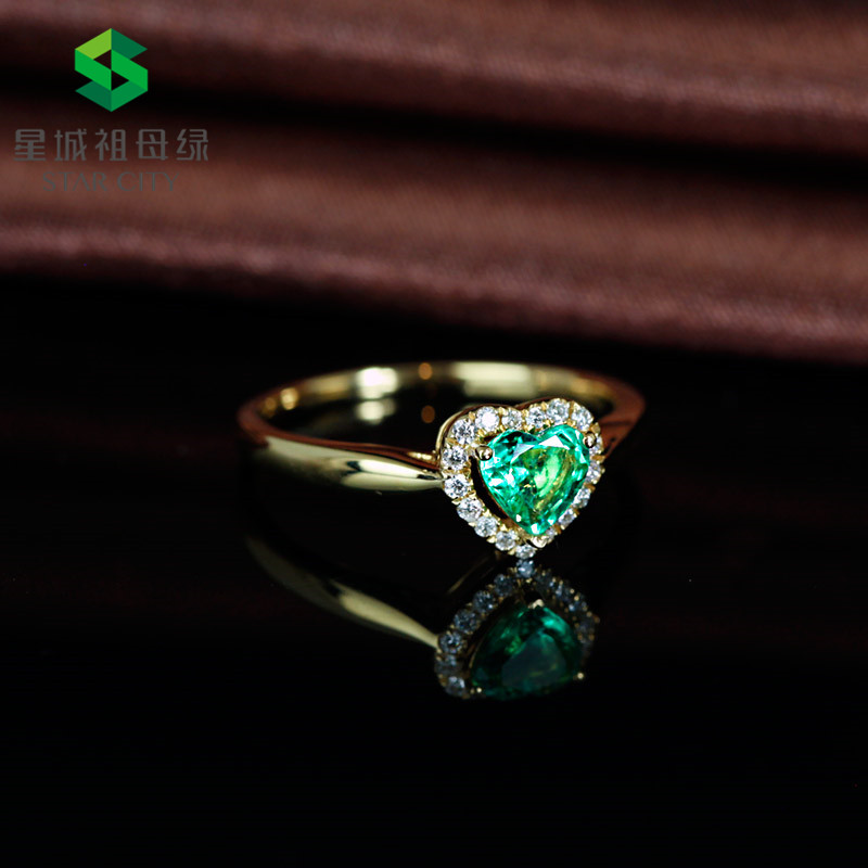 黄18K金祖母绿戒指0.623ct