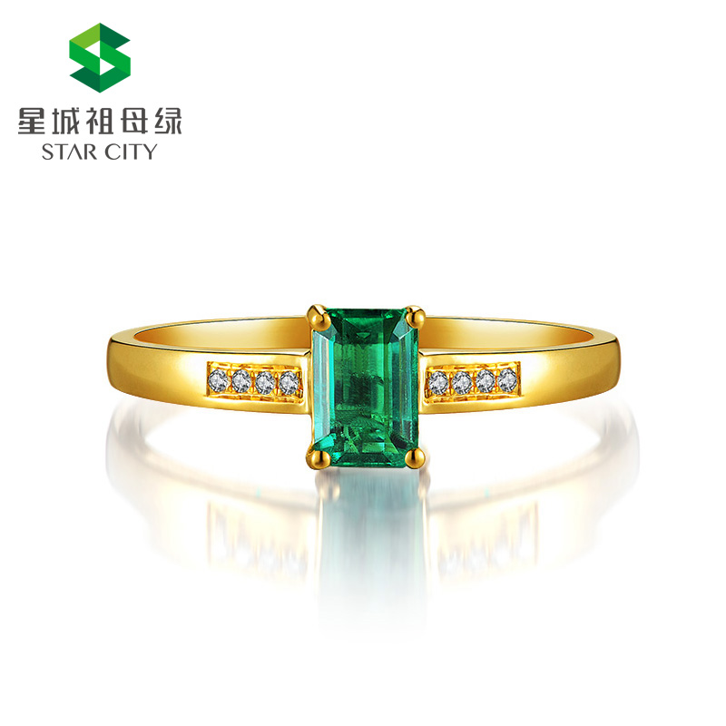 18K黄祖母绿戒指0.632