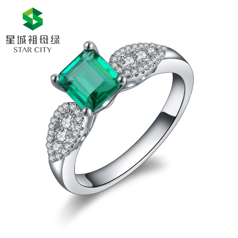 白18K祖母绿钻戒1.081ct
