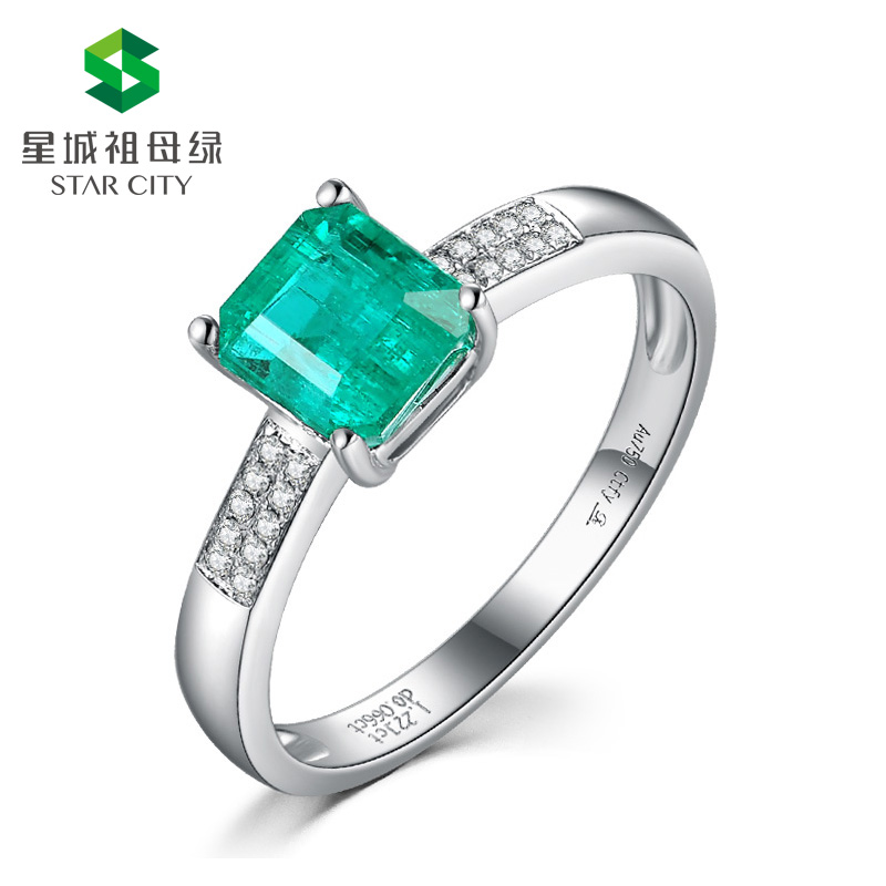 白18k金祖母绿钻戒0.996