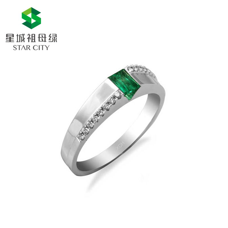 白18K祖母绿钻戒0.285