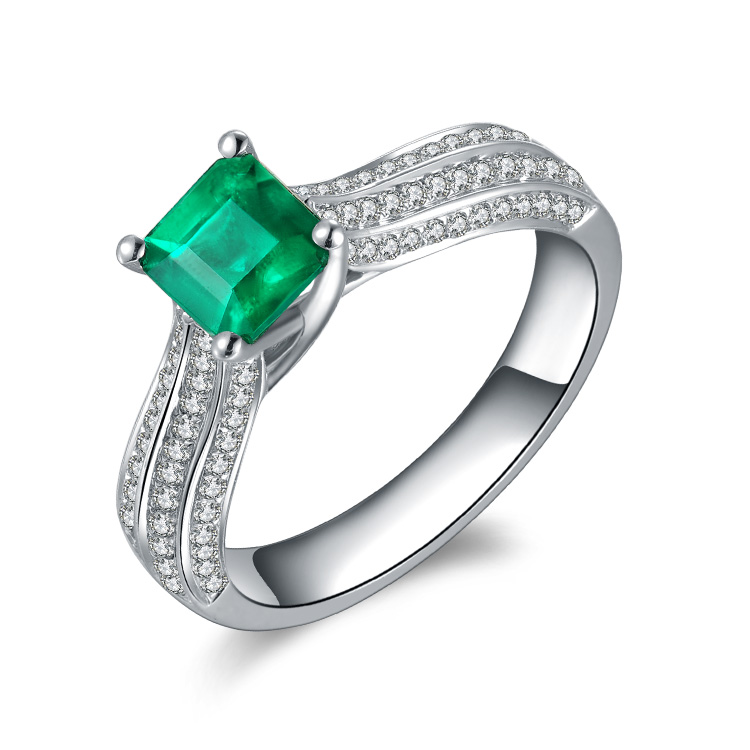 白18K祖母绿钻戒0.89ct