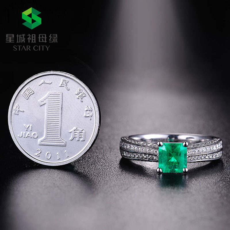 白18K祖母绿钻戒0.89ct