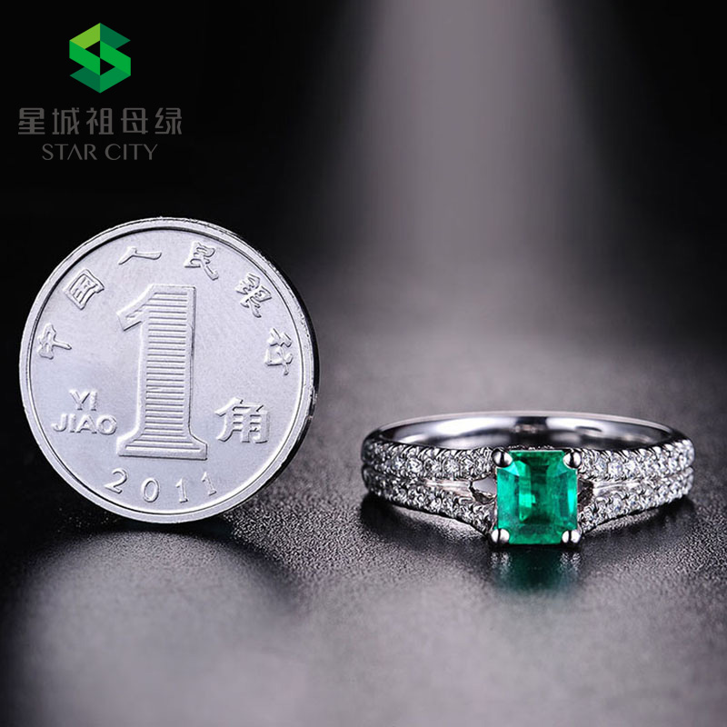 白18K祖母绿钻戒0.663ct