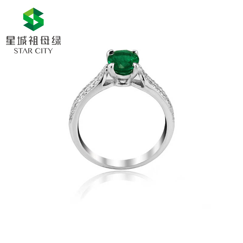 白18K祖母绿钻戒1.086ct