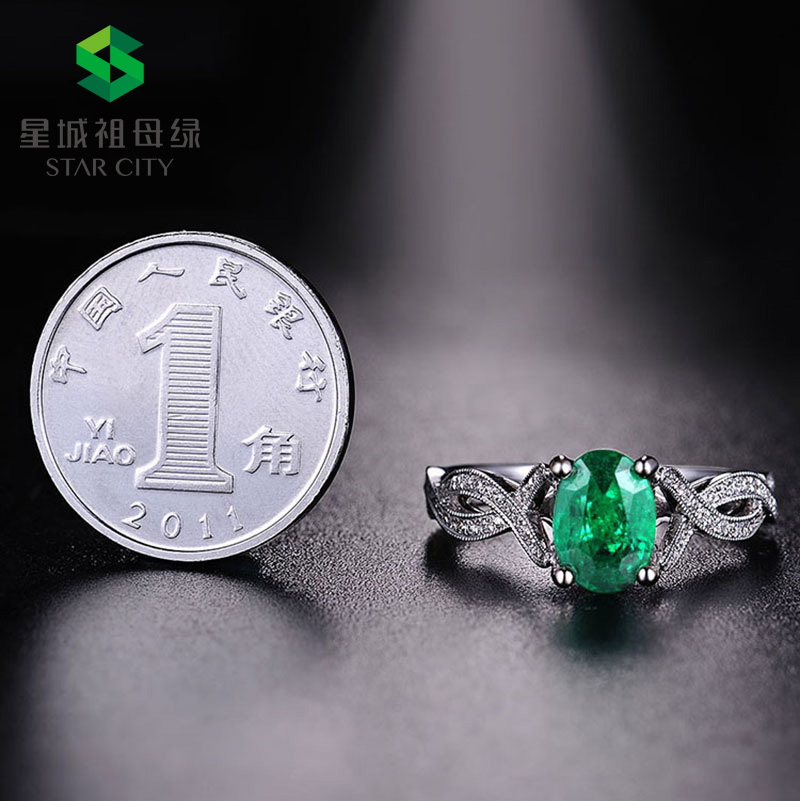 白18K祖母绿钻戒1.283ct