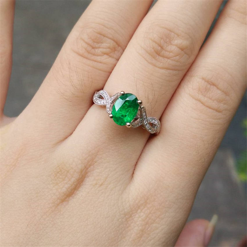 白18K祖母绿钻戒1.283ct
