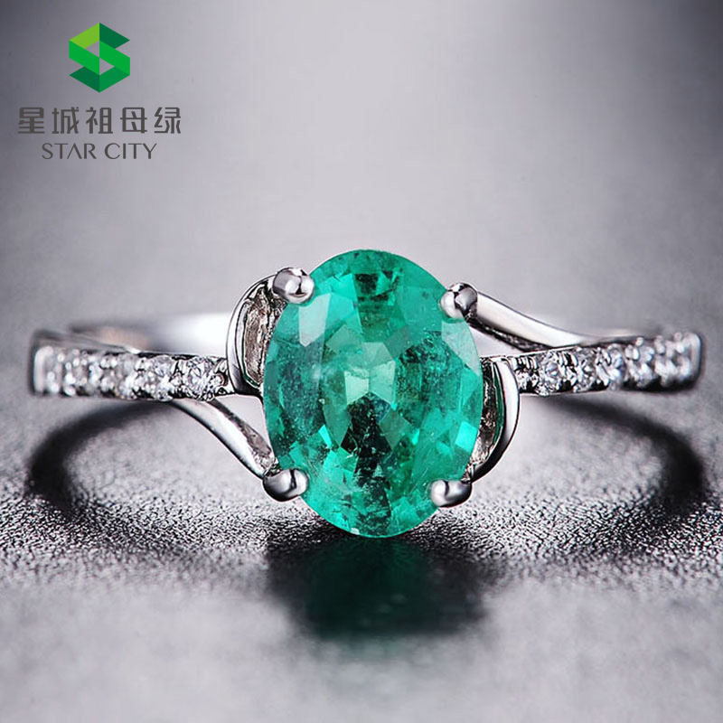 白18K祖母绿钻戒0.978ct