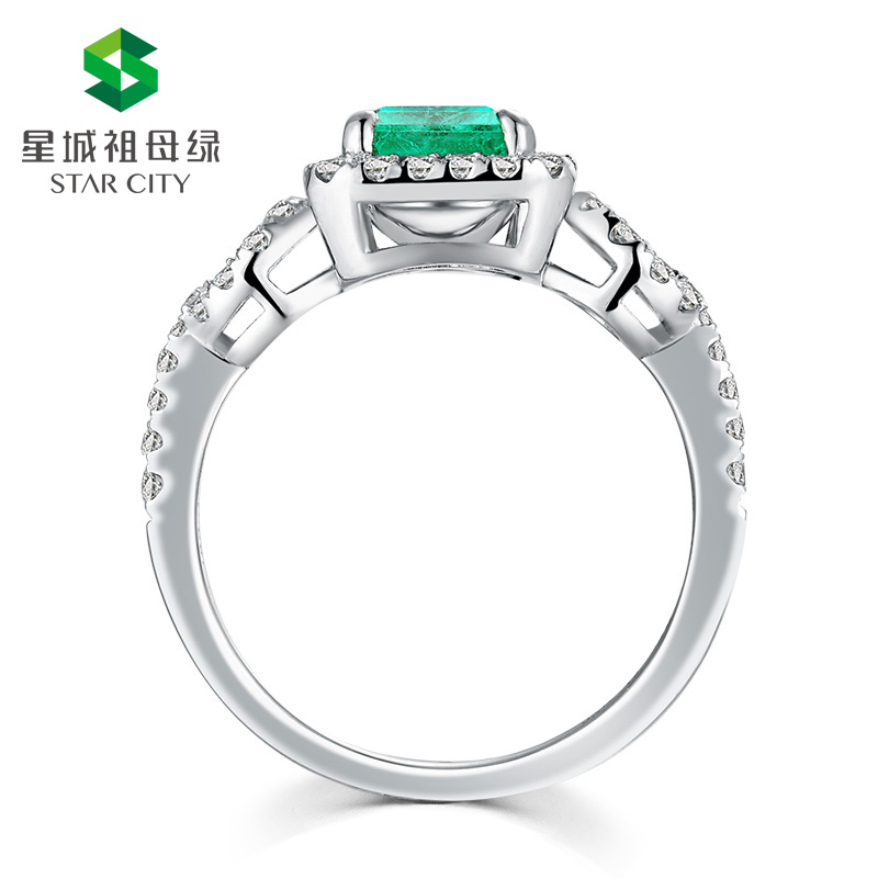 白18K祖母绿钻戒1.355ct