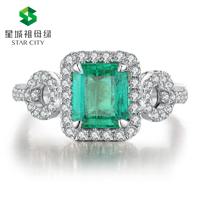 白18K祖母绿钻戒1.355ct