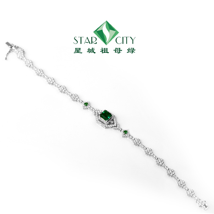 白18K金祖母绿手链1.26克拉