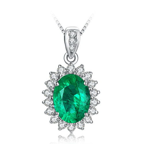 白18K金祖母绿钻坠0.42ct
