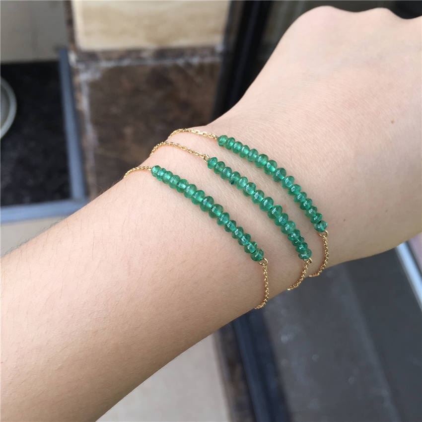 黄18K金祖母绿手链2.808ct/15P