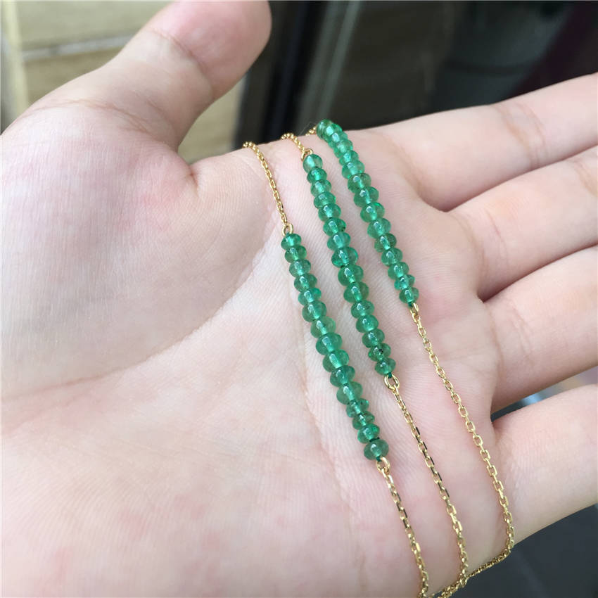 黄18K金祖母绿手链2.797ct/15p