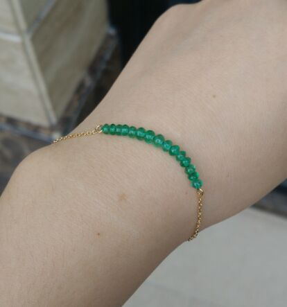 黄18K金祖母绿手链2.802ct/15p