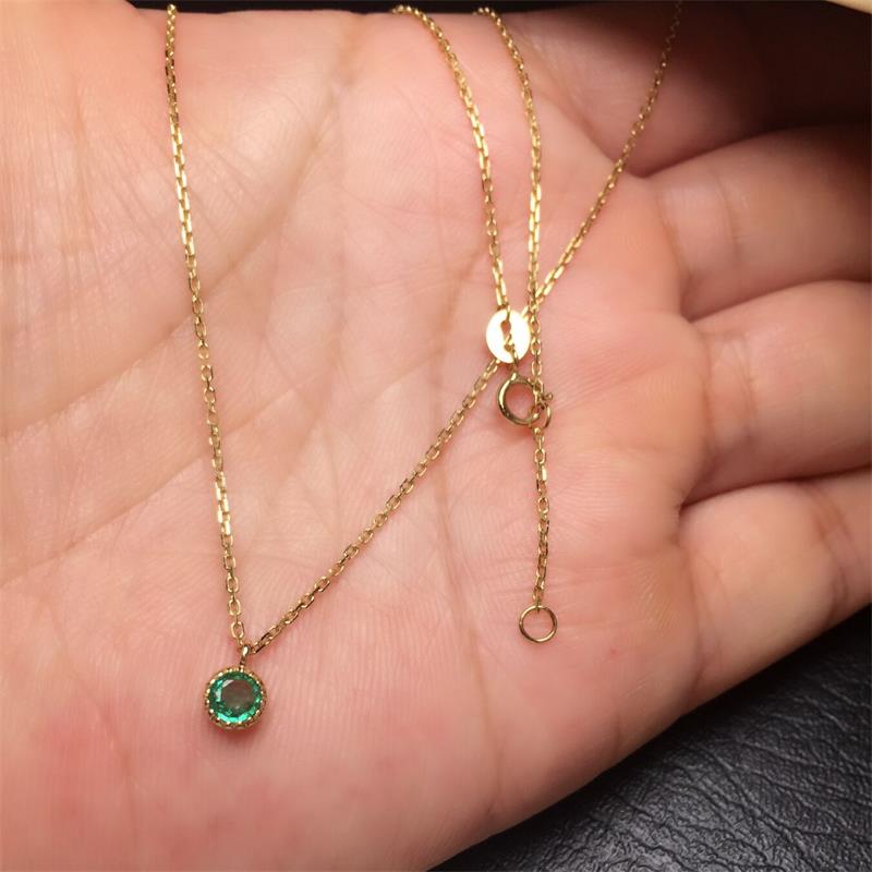 黄18K金祖母绿链牌0.152克拉