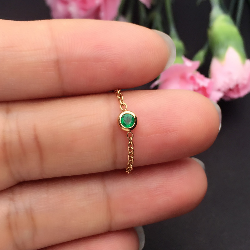 红18K祖母绿戒指-0.080ct