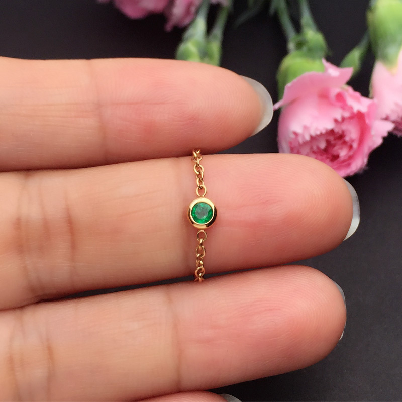 红18K祖母绿戒指-0.068ct