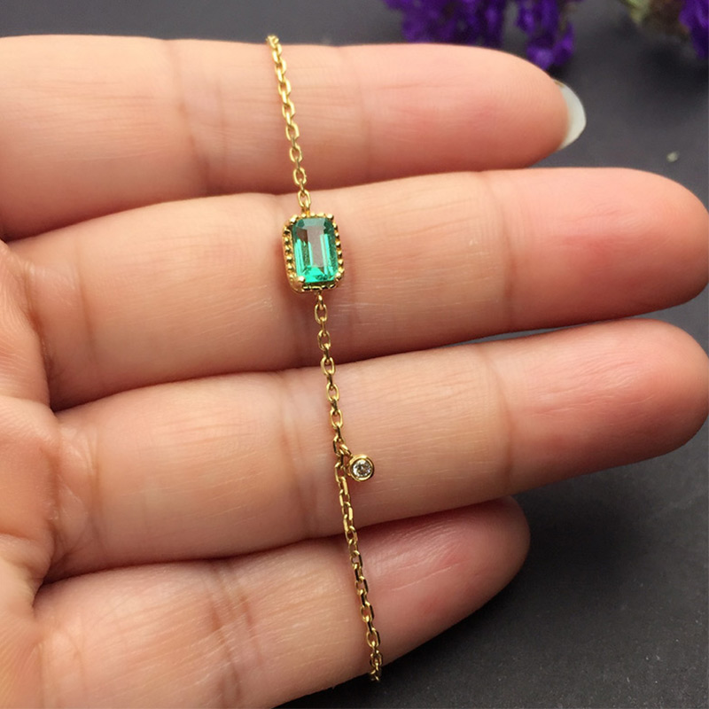 黄18K金祖母绿手链0.583ct
