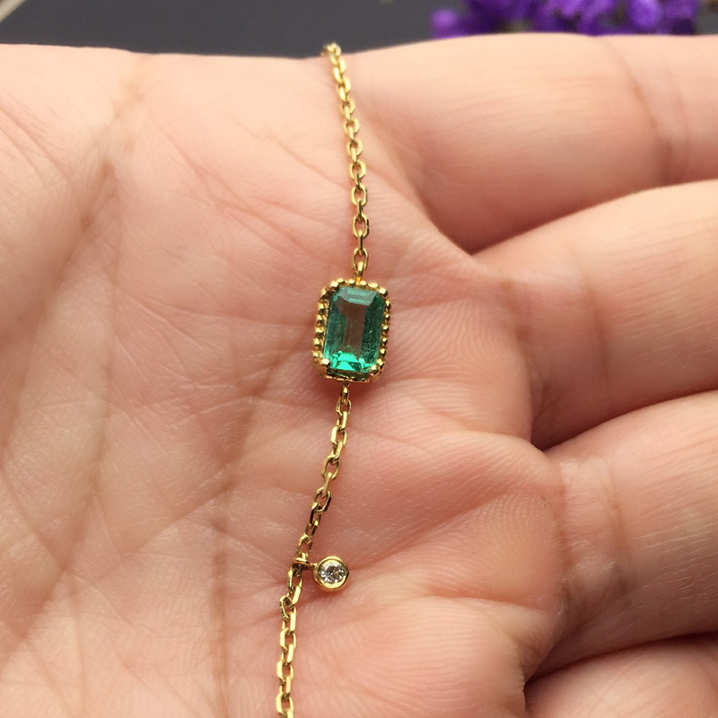 黄18K金祖母绿手链0.583ct