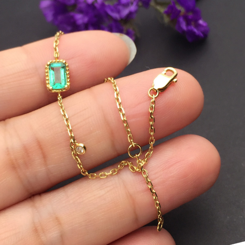 黄18K金祖母绿手链0.429ct