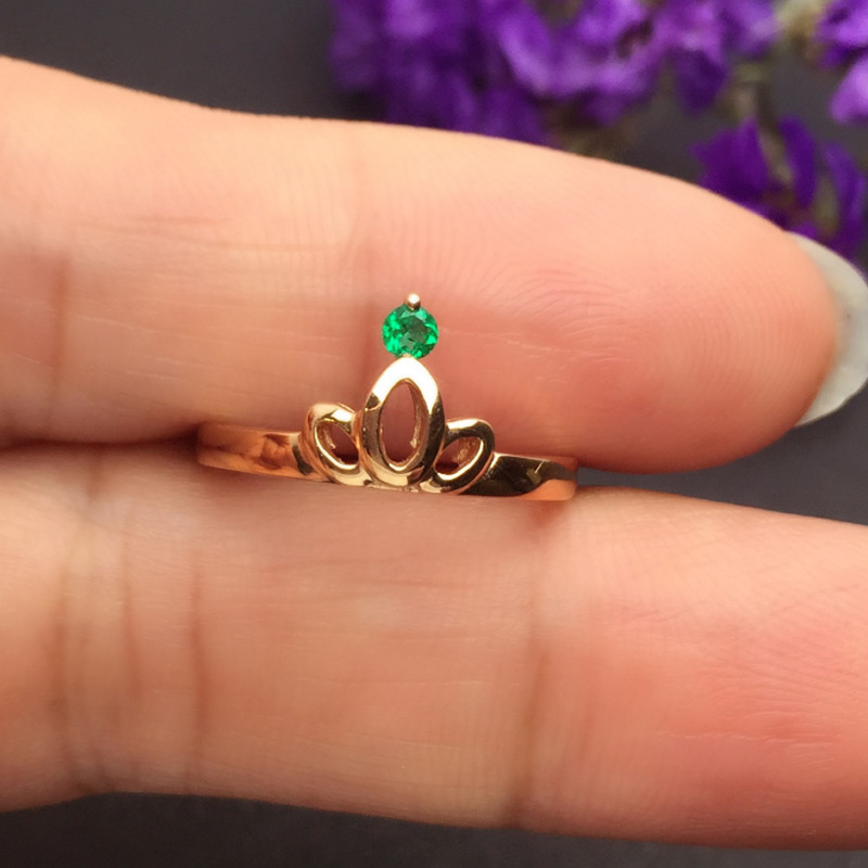 红18K金祖母绿戒指0.059ct