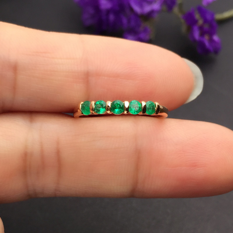 红18K金祖母绿戒指0.321ct/5p