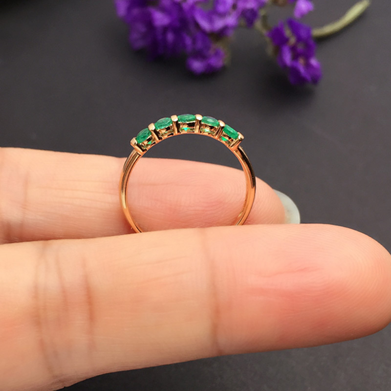 红18K金祖母绿戒指0.321ct/5p