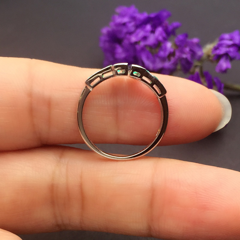 白18K金祖母绿钻戒0.378ct/12p T型简约戒指