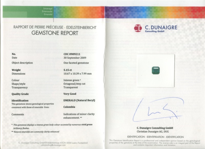 哥伦比亚 祖母绿裸石5.15克拉 其他 Intense green Minor