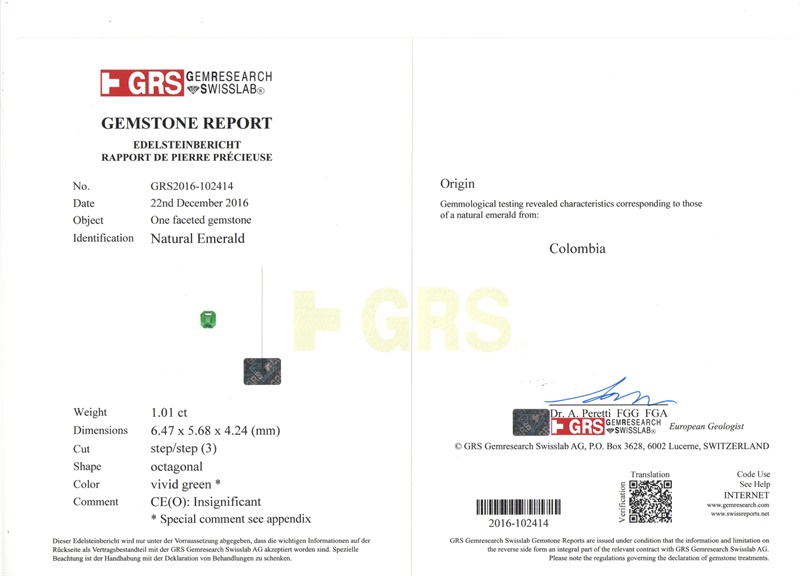 祖母绿裸石 木佐绿 1.01克拉 vivid muzo insignificant