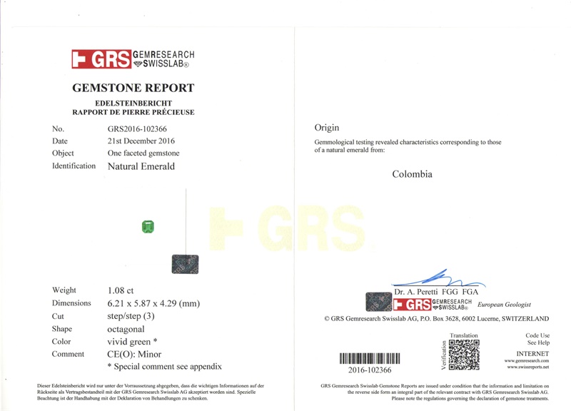 祖母绿裸石 木佐绿 1.08克拉 vivid muzo minor