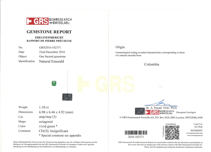 祖母绿裸石 木佐绿 1.50克拉 vivid muzo insignificant