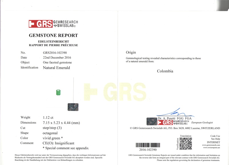 祖母绿裸石 木佐绿 1.12克拉 vivid muzo insignificant