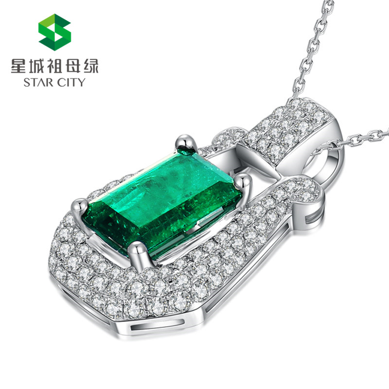 白18K祖母绿钻坠1.56ct