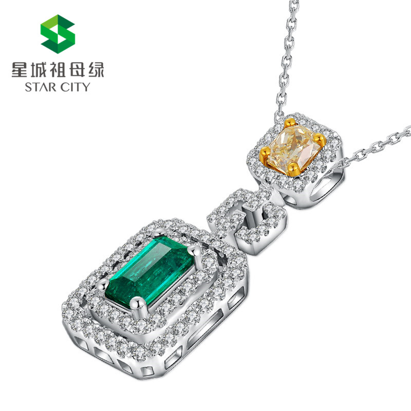 白18K祖母绿钻坠0.601ct
