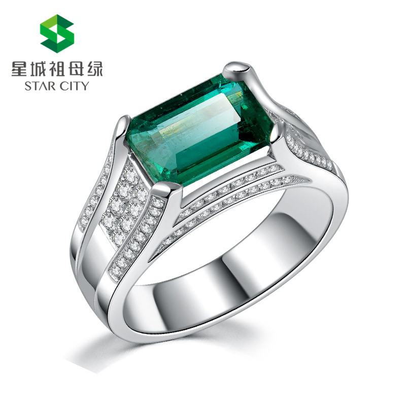 白18K金祖母绿钻戒3.6ct