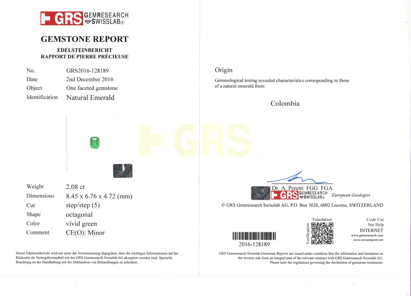 祖母绿裸石 2.085克拉 vivid green Minor