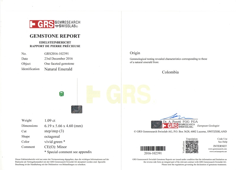 祖母绿裸石 木佐绿 1.09克拉 vivid muzo minor