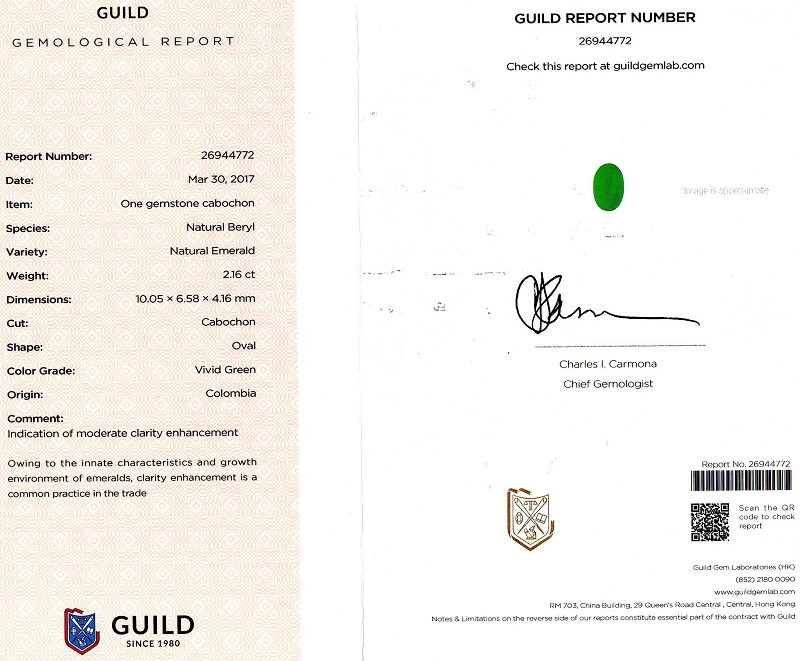 祖母绿裸石2.16克拉 vivid green